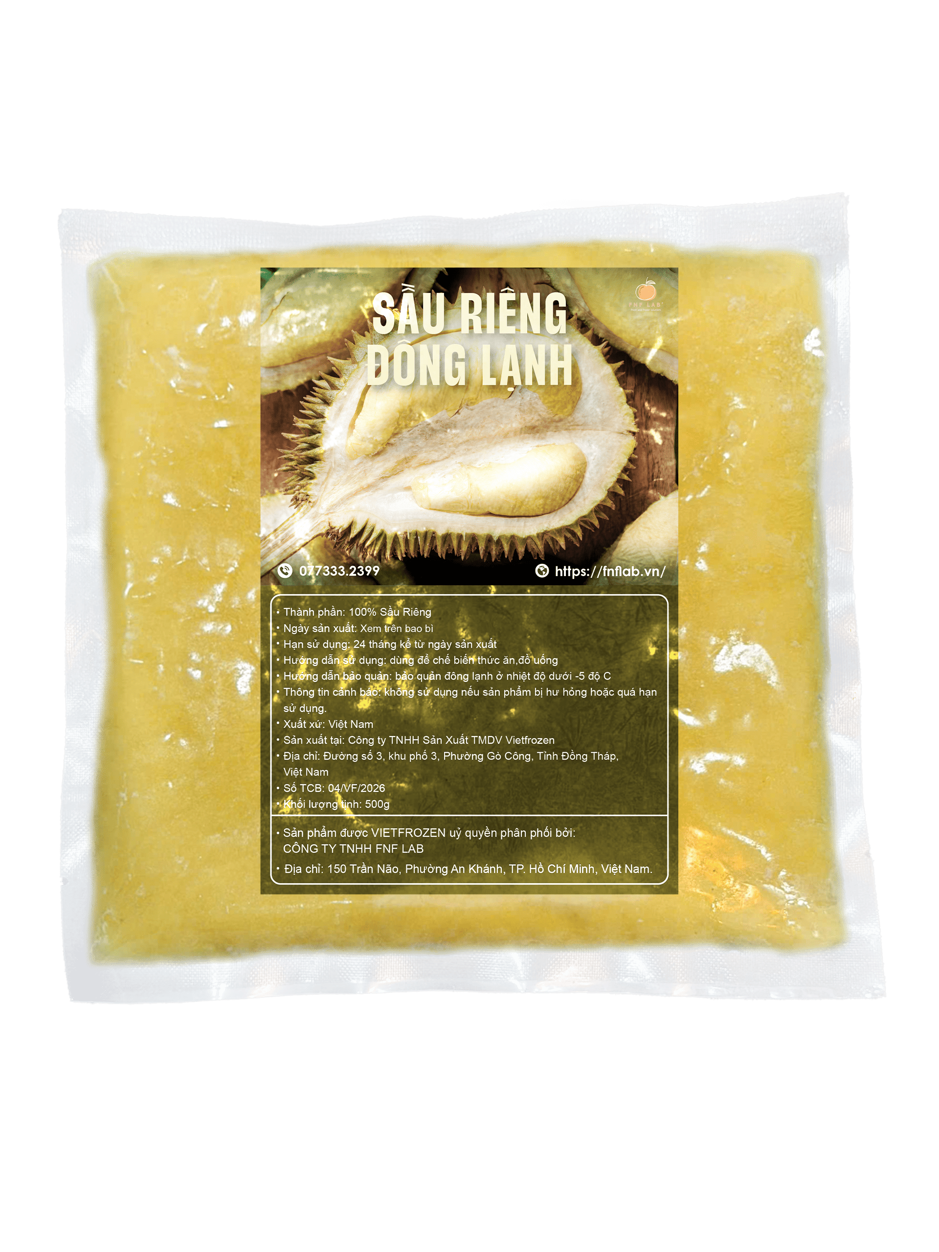 Sầu riêng xay nhuyễn đông lạnh